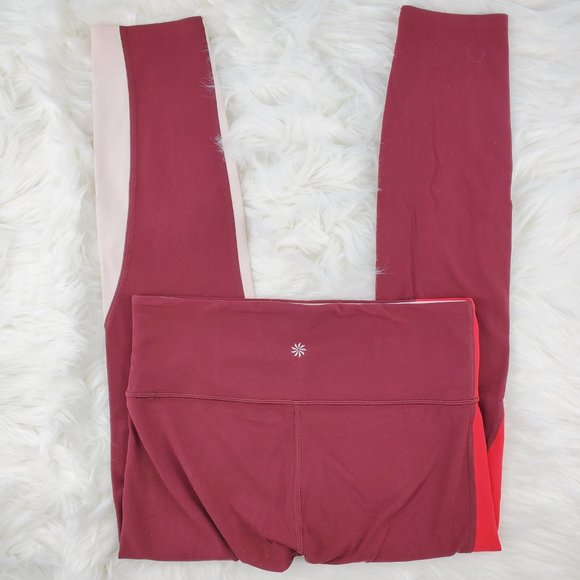 NWOT Athleta Red Colorblock Asym 7/8 Leggings - Picture 4 of 6